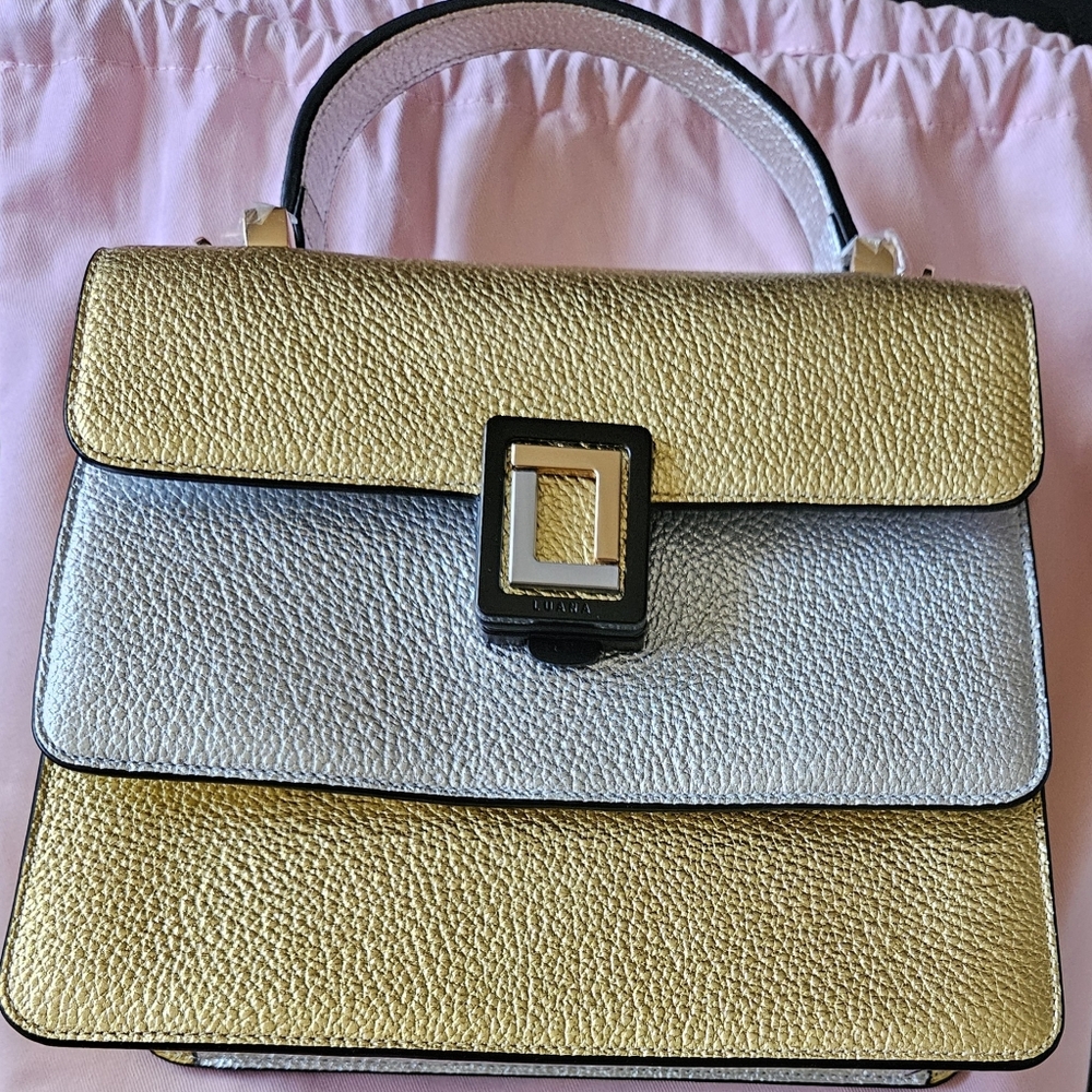 LUANA ITALY Maria Color Block Leather Satchel